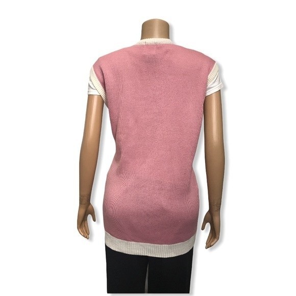 Vintage My Christmas Sweater Pink V Neck Vest Snowflake Print Ivory Size XXL - Picture 7 of 14